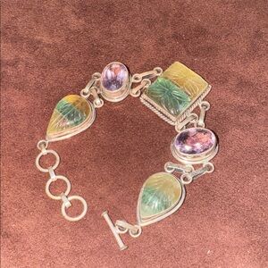 MULTI-GEMSTONE STERLING BRACELET 925 India 🐈‍⬛